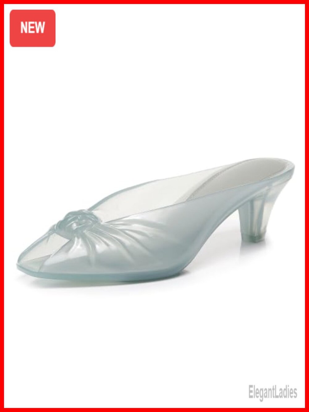 Women's Clear TPU Jelly Peep-Toe Kitten Heel Mules Bow Summer Sandals